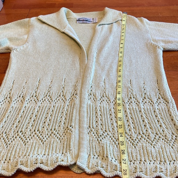 Aran Crafts Ireland Womens Brat Green Open Front Cardigan Sweater Knit Duster - Picture 10 of 11